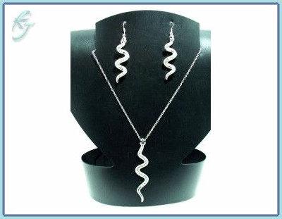 Rhinestone Snake Necklace & Earring Set