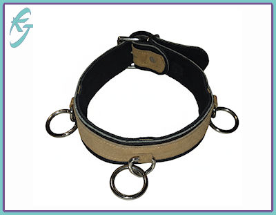 Leather Collar - Tan/Brown (3-Rings)