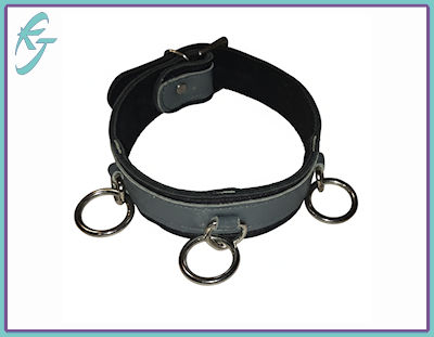 Leather Collar - Gray (3-Rings)