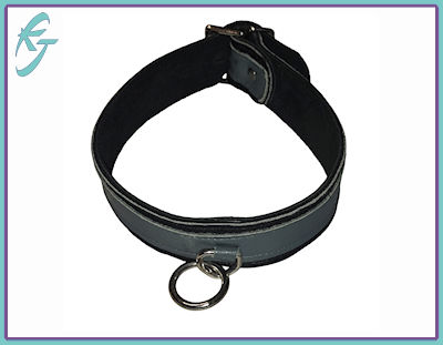 Leather Collar - Gray (single Ring)