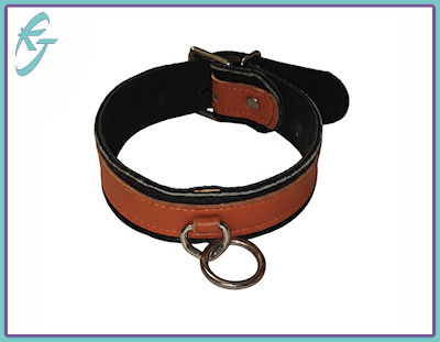 Leather Collar - Orange (single Ring)