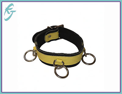 Leather Collar - Yellow (3-Rings)
