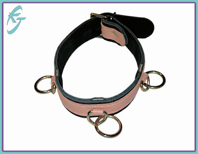 Leather Collar - Pink (3-Rings)