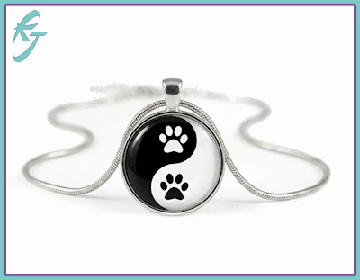 Puppy Paw Yin Yang .925 Sterling Silver Necklace